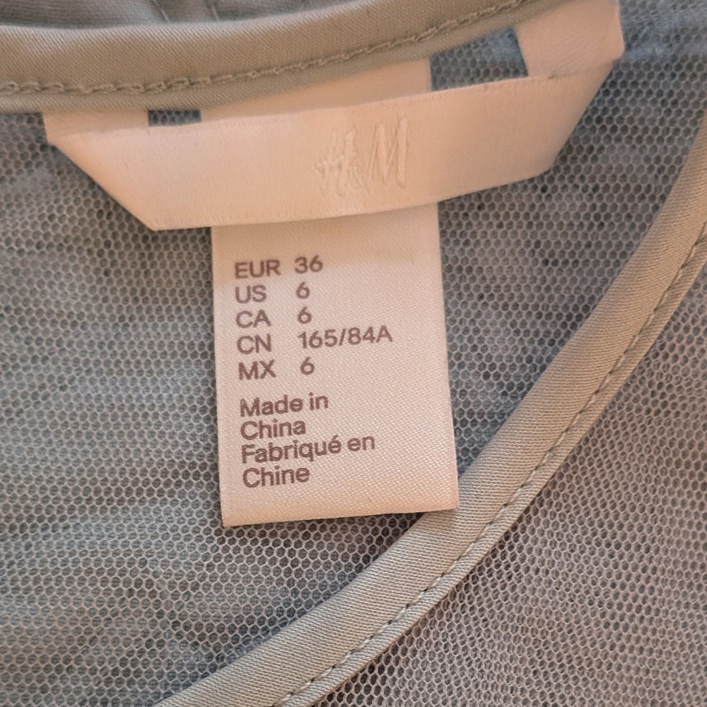 H&M Sheer Ruffle Blouse - Light Green - Picture 2 of 5